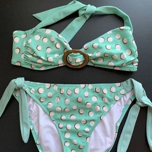 Victoria's Secret Green Polkadot Bikini Swim Set